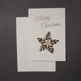 Merry Christmas - Flower Art Handmade Paper Greeting Card 