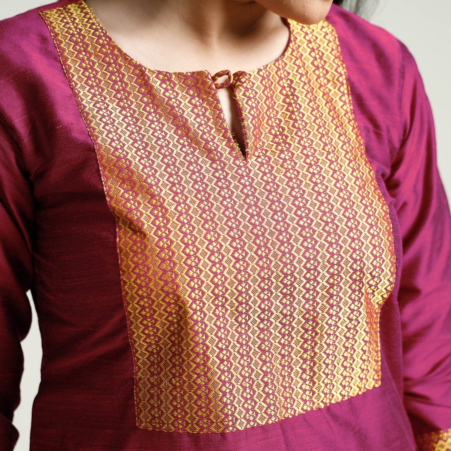  Plain Silk Long Kurta for Women