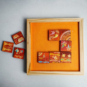  Miniature Handpainted Pine Wood Magnetic 9 Blocks Painting 