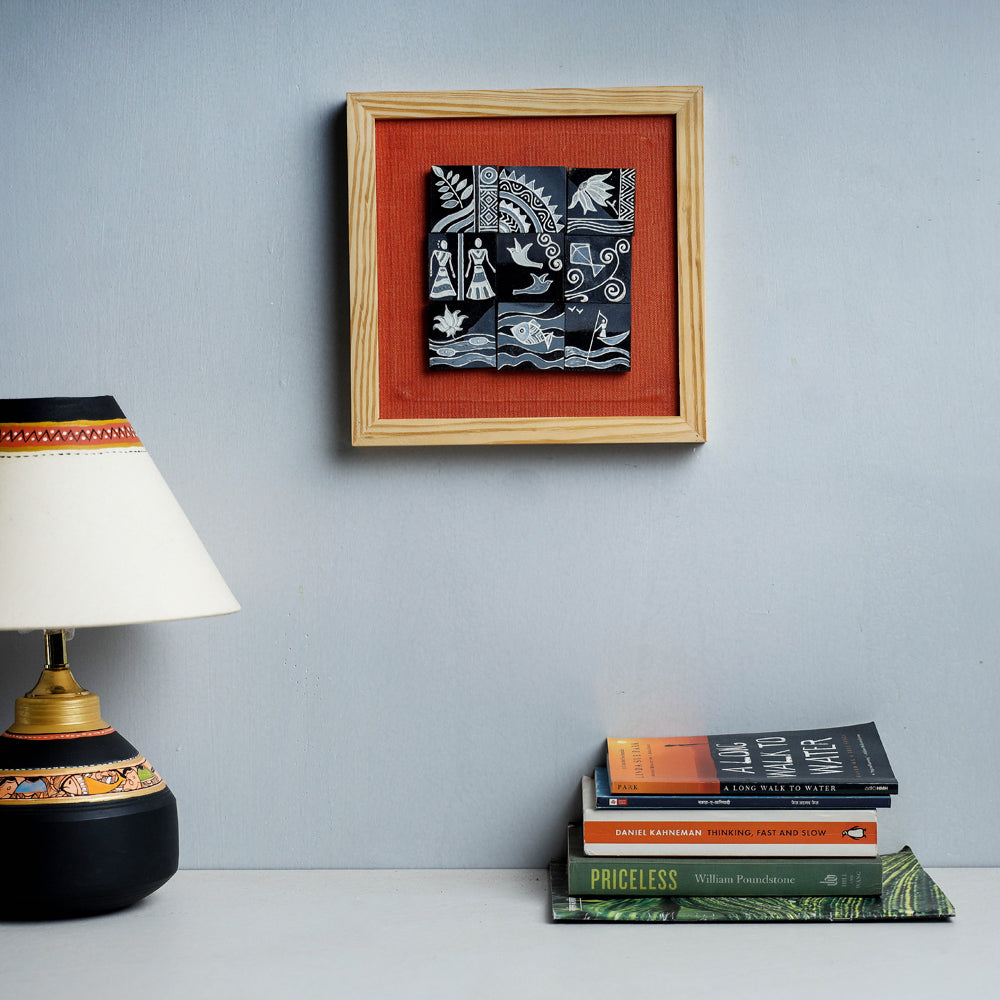  Miniature Handpainted Pine Wood Magnetic 9 Blocks Painting 