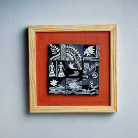  Miniature Handpainted Pine Wood Magnetic 9 Blocks Painting 