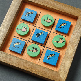  Miniature Handpainted Pine Wood Magnetic Tic Tac Toe 