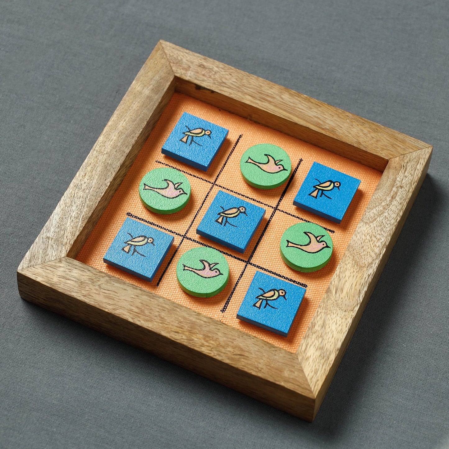  Miniature Handpainted Pine Wood Magnetic Tic Tac Toe 
