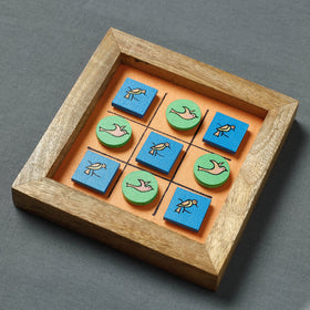  Miniature Handpainted Pine Wood Magnetic Tic Tac Toe 