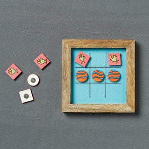  Miniature Handpainted Pine Wood Magnetic Tic Tac Toe 