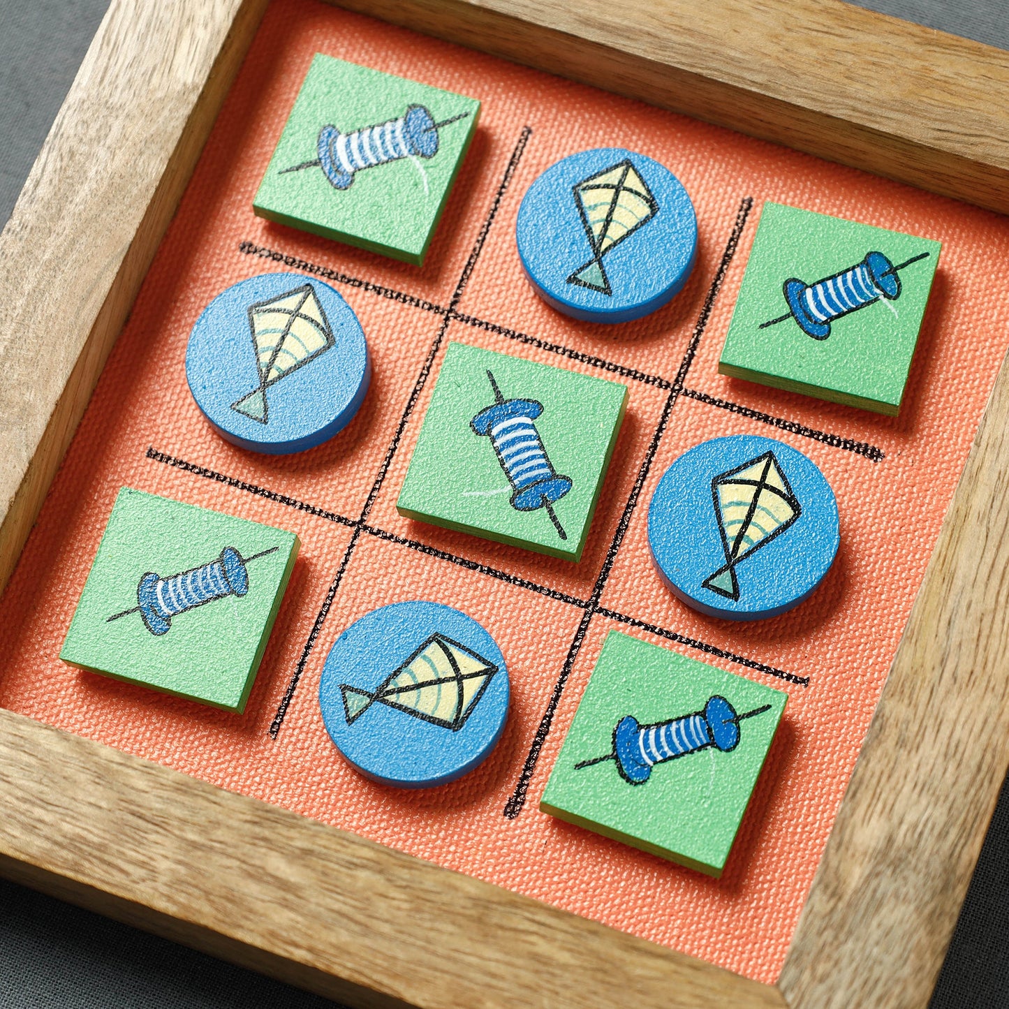  Miniature Handpainted Pine Wood Magnetic Tic Tac Toe 
