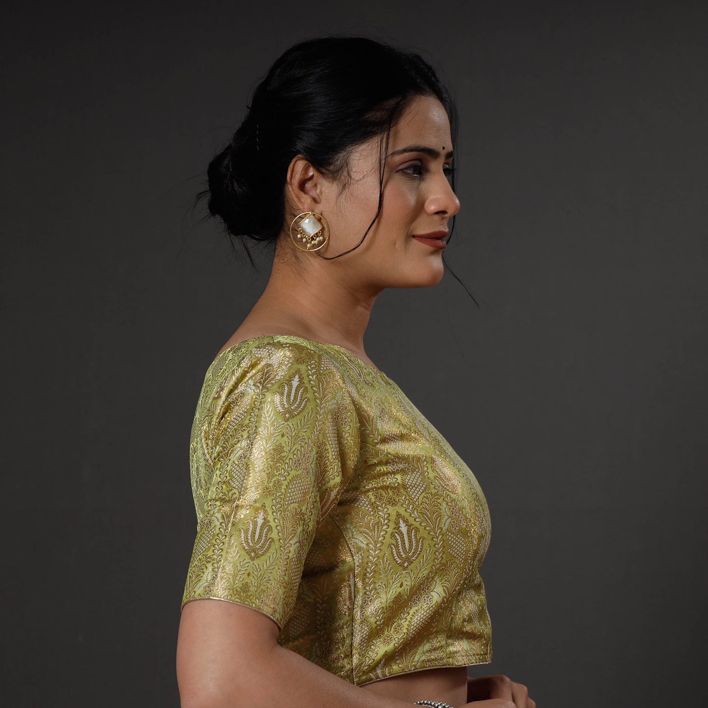 Buy Banarasi Brocade Semi Kinkhab Weave Silk Stitched Blouse Online at iTokri.com