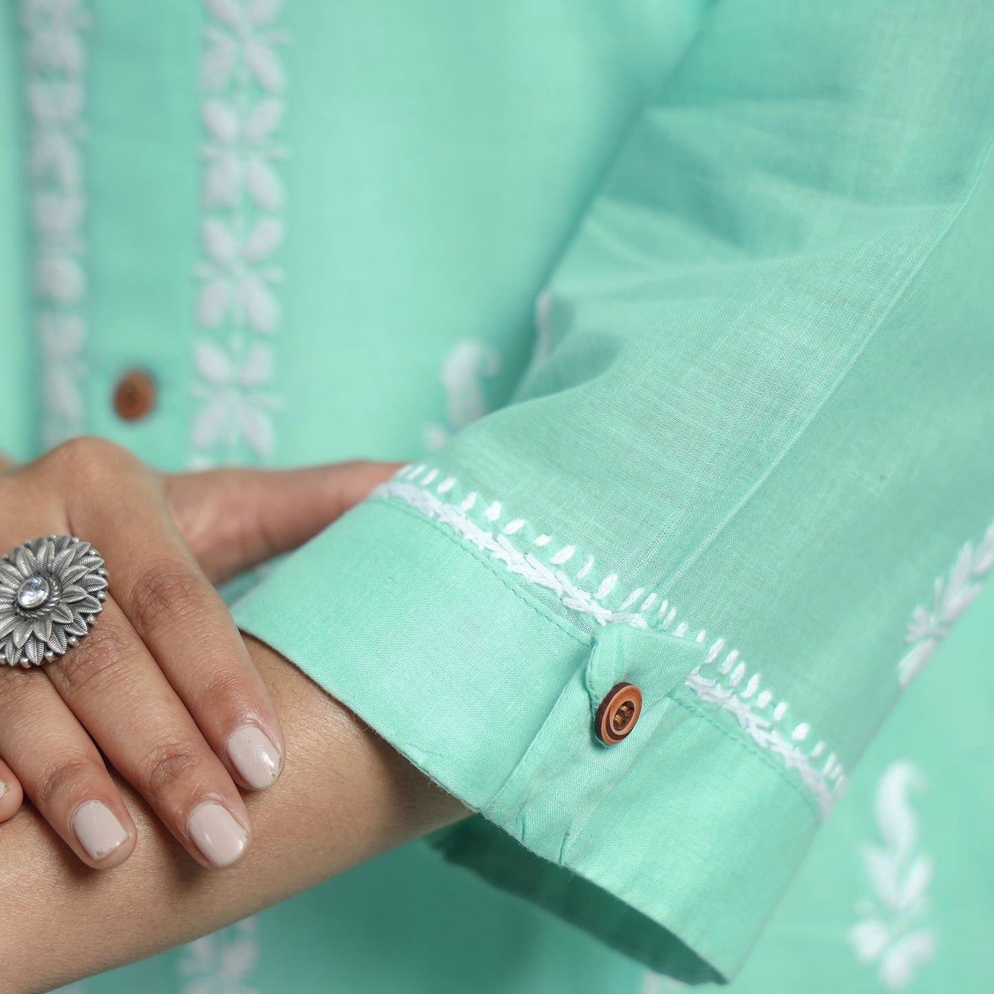 Buy Chikankari Hand Embroidered Cotton Long Kurta for Women