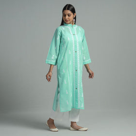 Buy Chikankari Hand Embroidered Cotton Long Kurta for Women