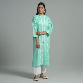 Buy Chikankari Hand Embroidered Cotton Long Kurta for Women