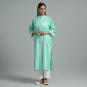 Buy Chikankari Hand Embroidered Cotton Long Kurta for Women