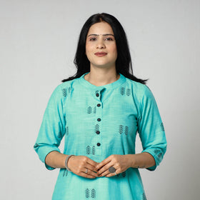 Mint Green - Jacquard Cotton Long Straight Kurta