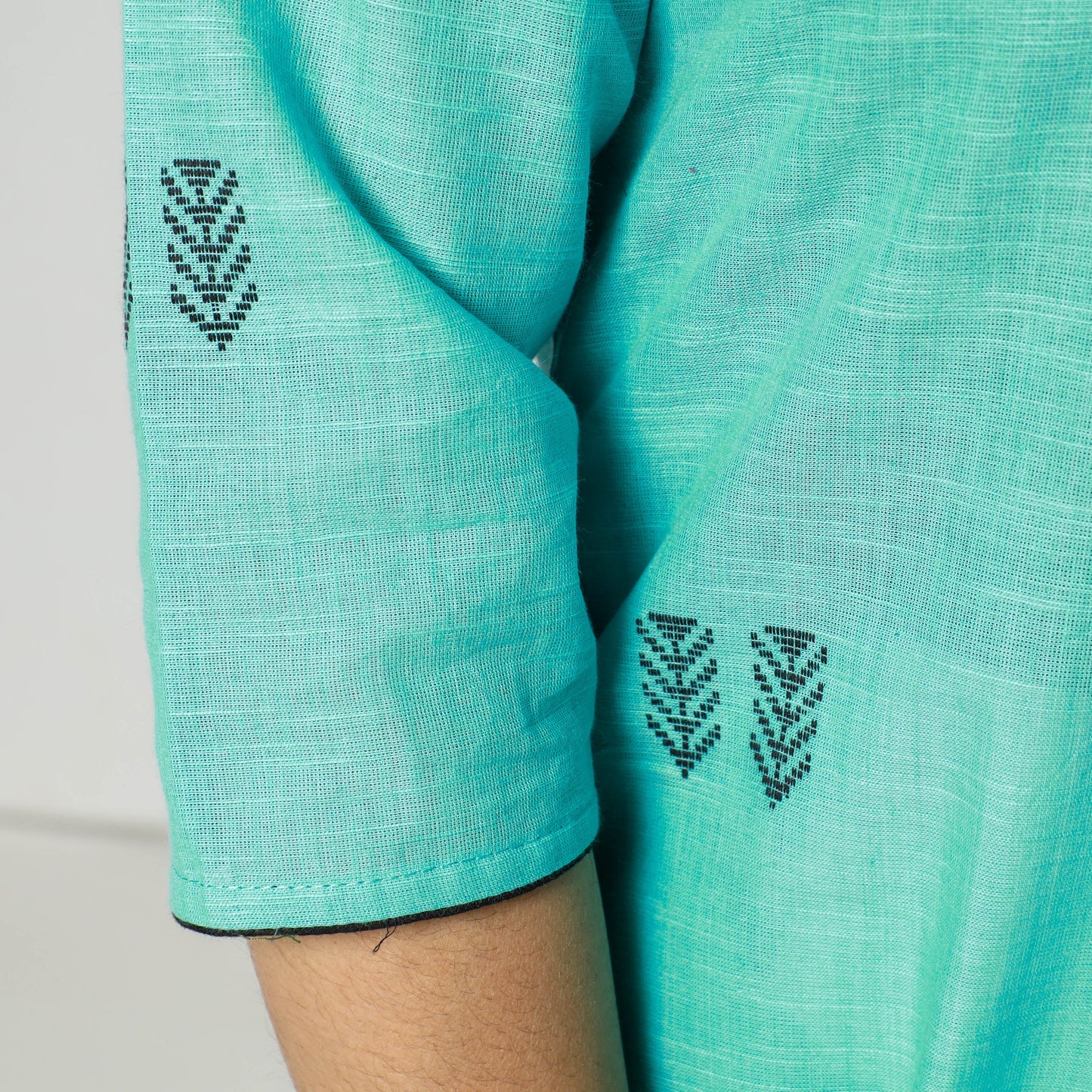 Mint Green - Jacquard Cotton Long Straight Kurta