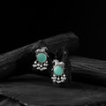 Mint green - saanjh bela horse motif oxidised earrings