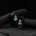 Mint green - saanjh bela leaf motif oxidised earrings