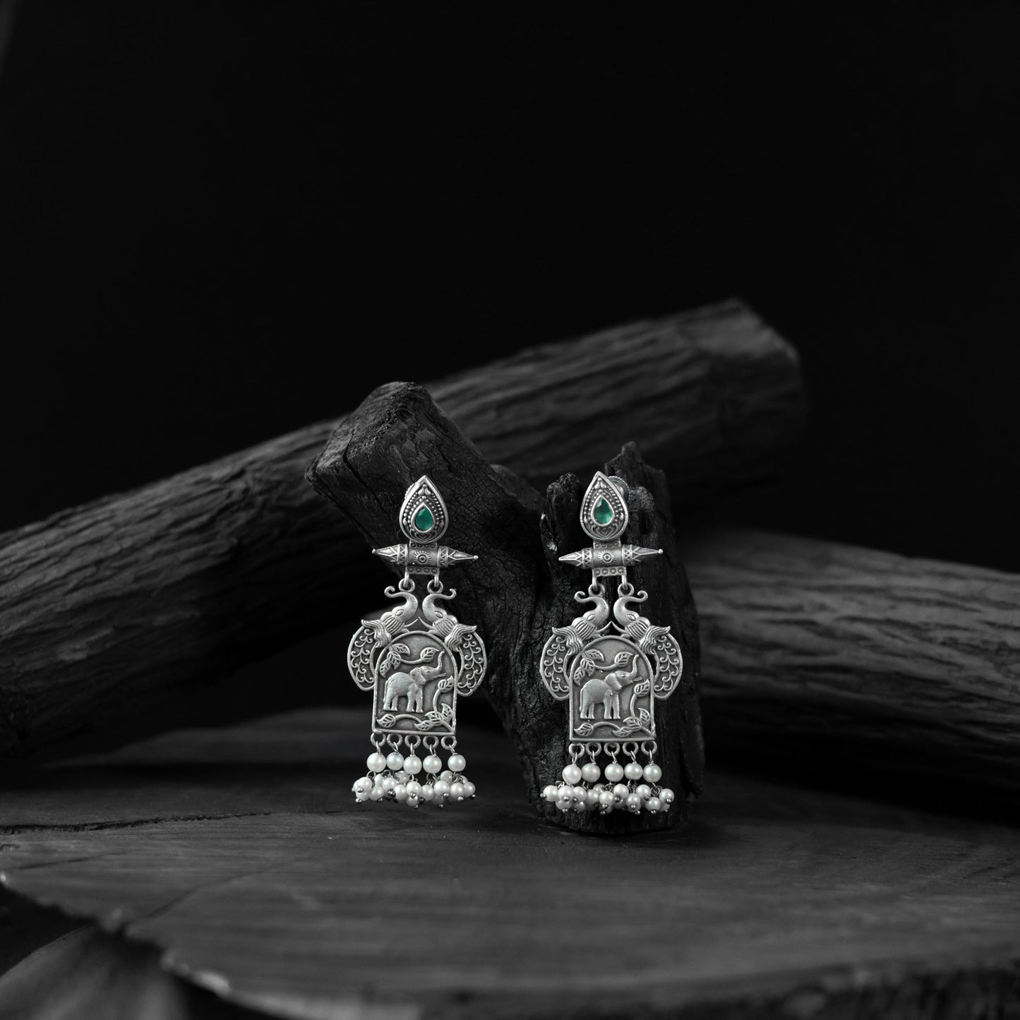 Mint green - saanjh bela leaves & elephant oxidised