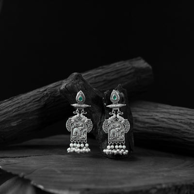 Mint green - saanjh bela leaves & elephant oxidised