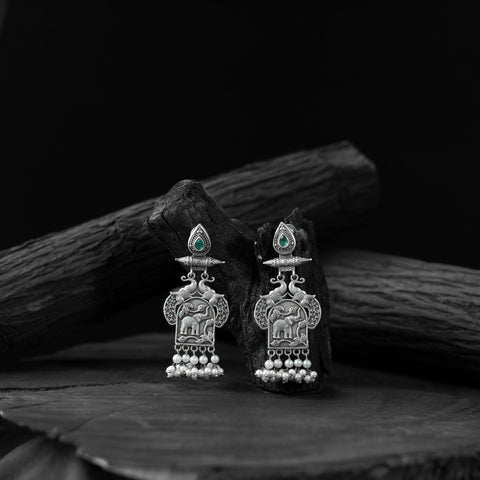 Mint green - saanjh bela leaves & elephant oxidised