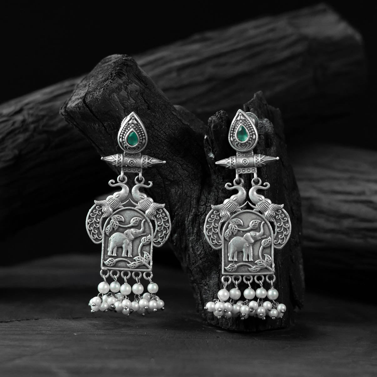 Mint green - saanjh bela leaves & elephant oxidised