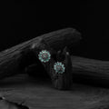 Mint green - saanjh bela lotus oxidised stud earrings