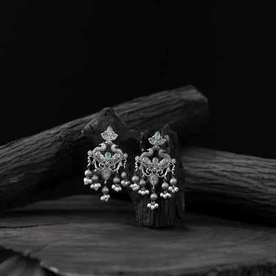 Mint green - saanjh bela mayura oxidised earrings