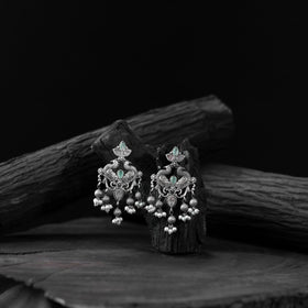 Mint green - saanjh bela mayura oxidised earrings