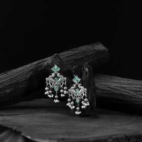 Mint green - saanjh bela mayura oxidised earrings