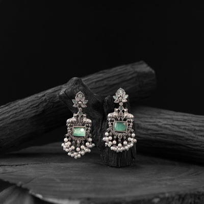Mint green - saanjh bela nandi oxidised earrings