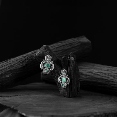 Mint green - saanjh bela peacock oxidised earrings