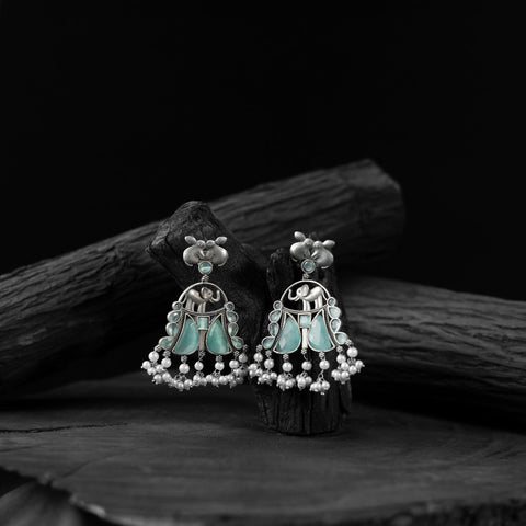 Mint green - saanjh bela rabbit & elephant oxidised