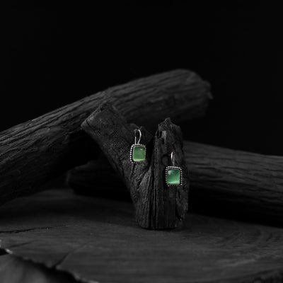 Mint green - saanjh bela square shape oxidised drop