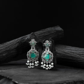 Mint green - saanjh bela swan oxidised earrings