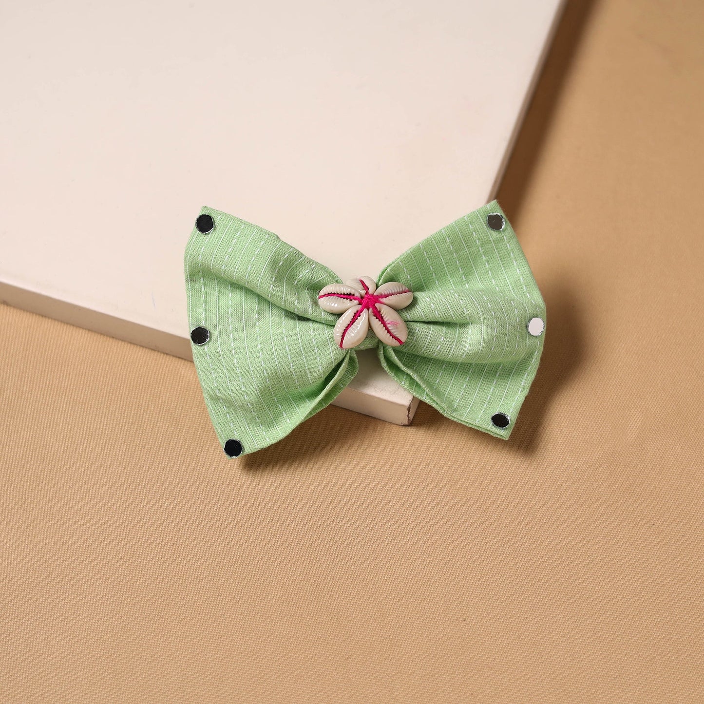 Mirror shell work women’s bow hair clip 09 - handcrafted