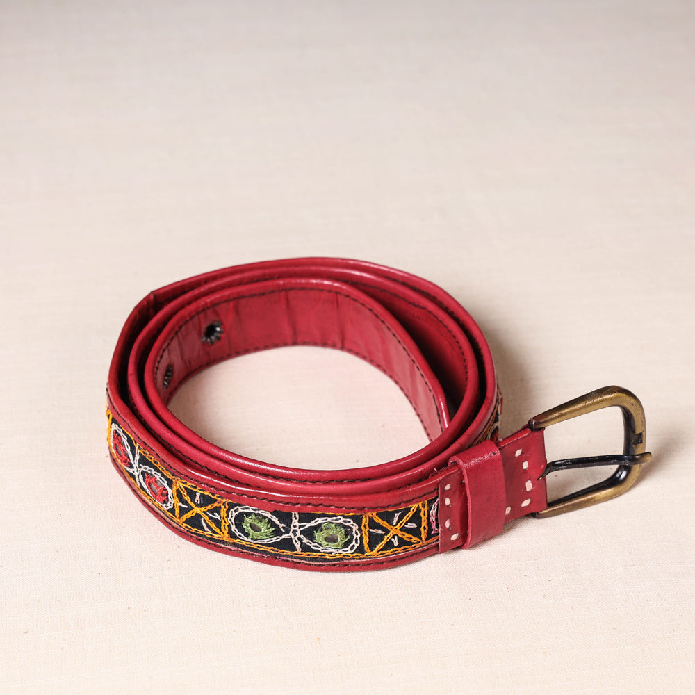  Mirror Work Kutch Embroidery Pure Leather Belt 