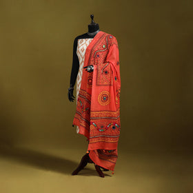 Mirror work printed cotton kutch hand embroidery dupatta 03