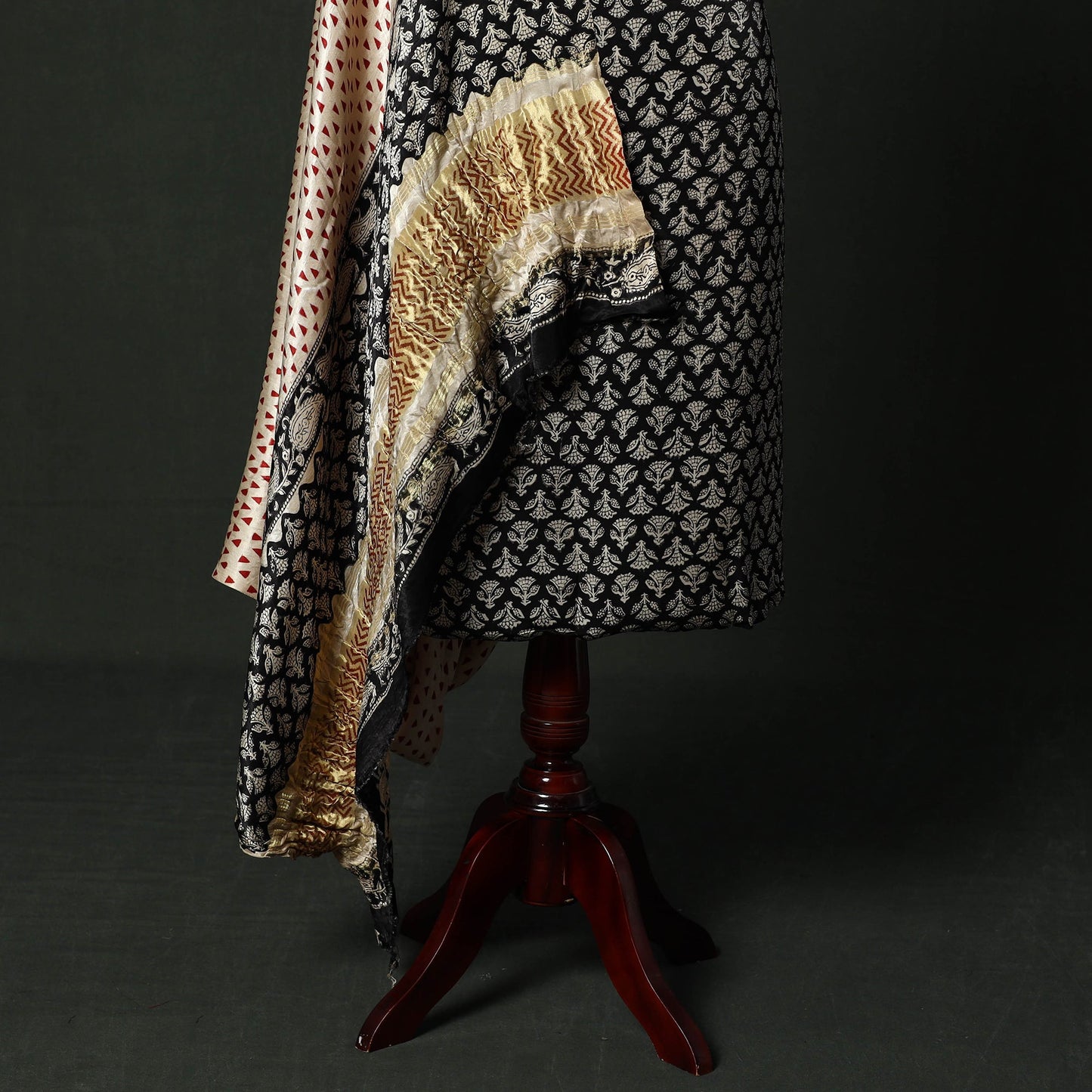 Modal silk hand block bagru print 2pc unstitched dress