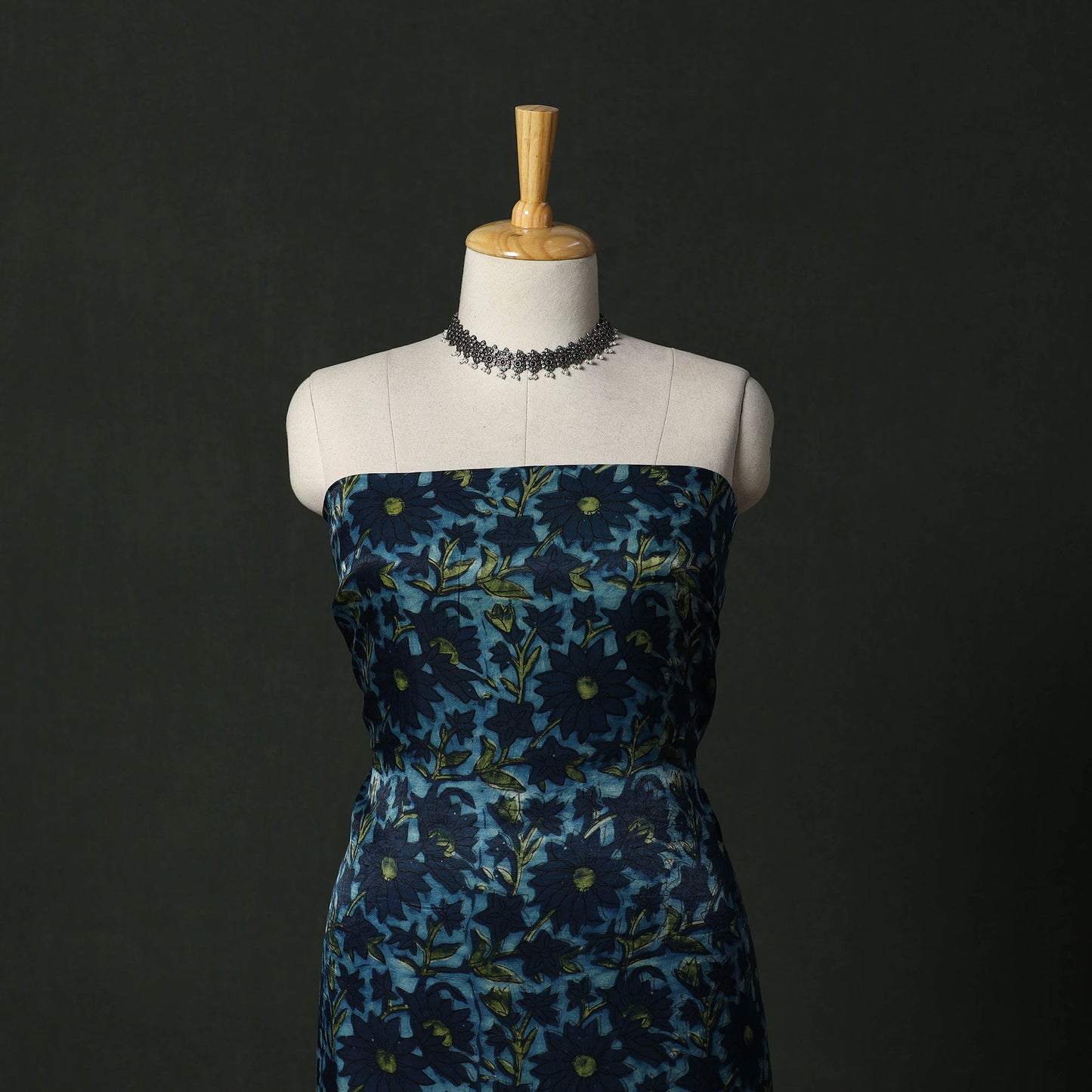 Modal silk hand block bagru print 2pc unstitched dress