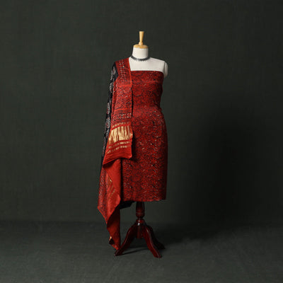 Modal silk hand block bagru print 2pc unstitched dress