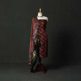 Modal silk hand block bagru print 2pc unstitched dress