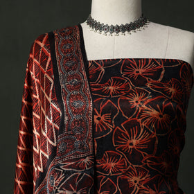 Modal silk hand block bagru print 2pc unstitched dress