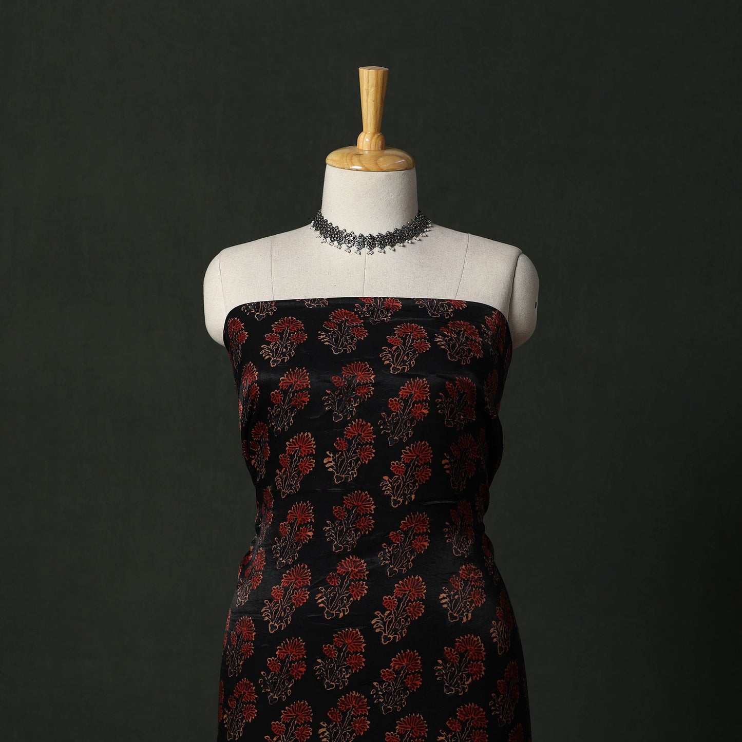 Modal silk hand block bagru print 2pc unstitched dress