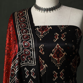 Modal silk hand block bagru print 2pc unstitched dress