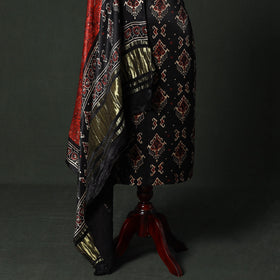 Modal silk hand block bagru print 2pc unstitched dress