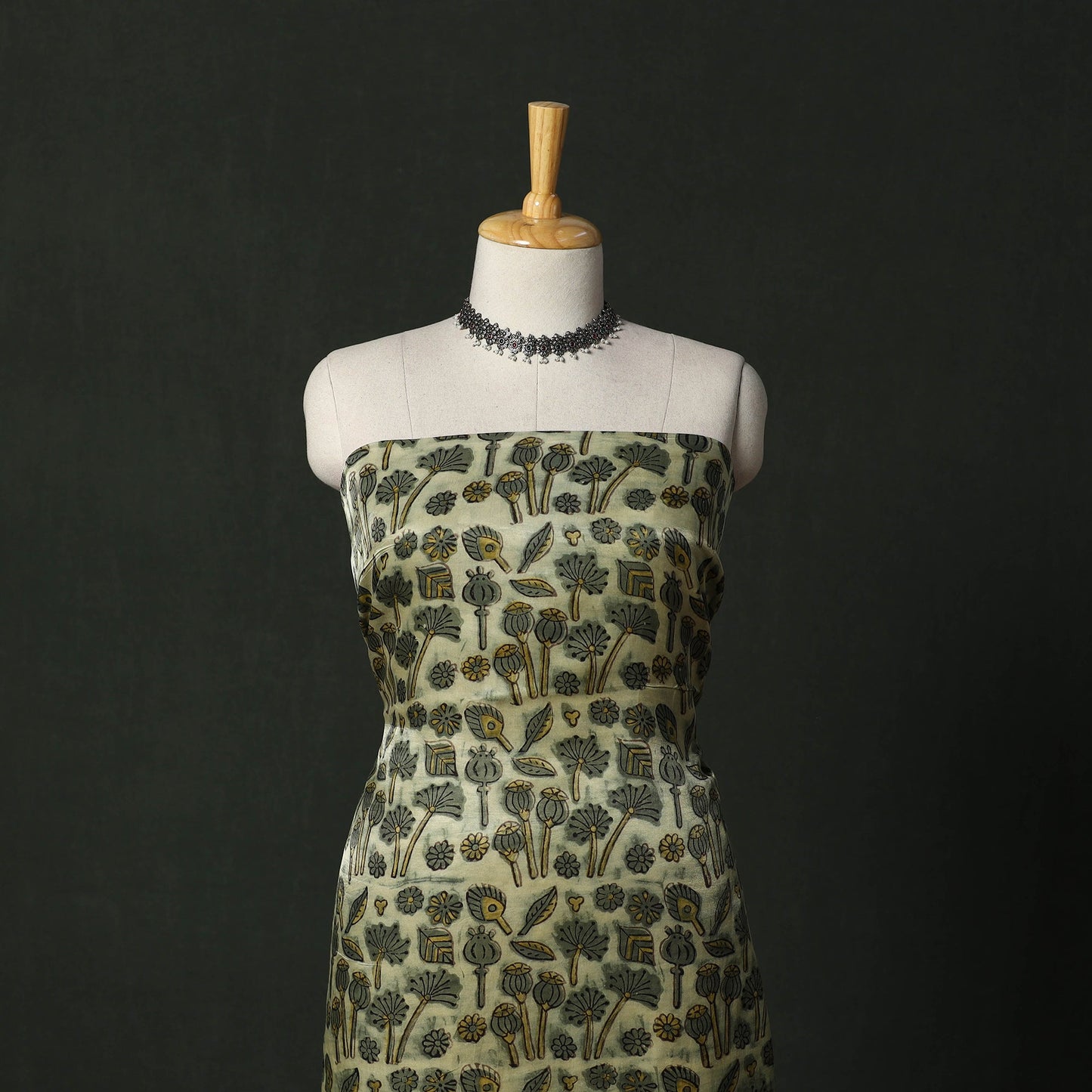 Modal silk hand block bagru print 2pc unstitched dress