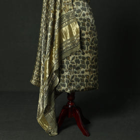 Modal silk hand block bagru print 2pc unstitched dress