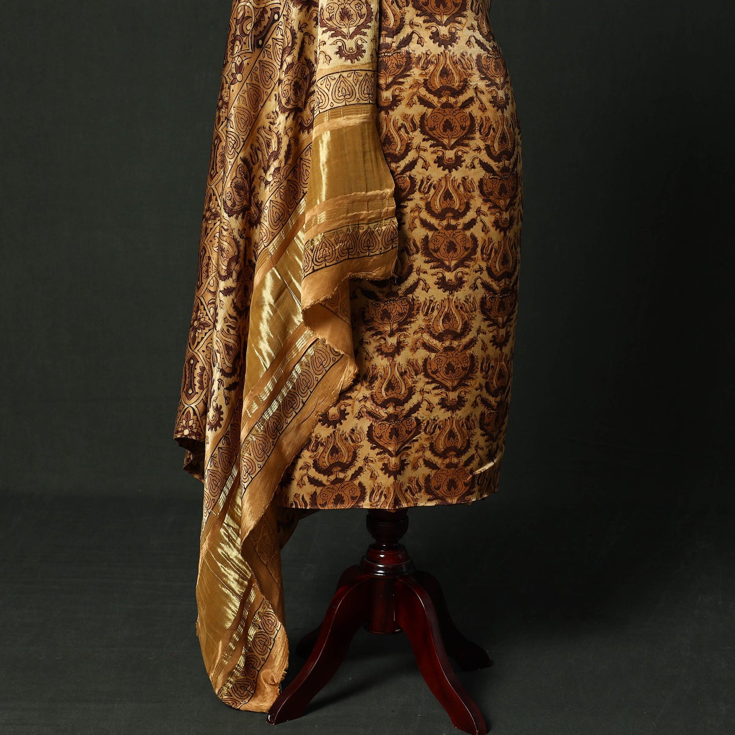 Modal silk hand block bagru print 2pc unstitched dress