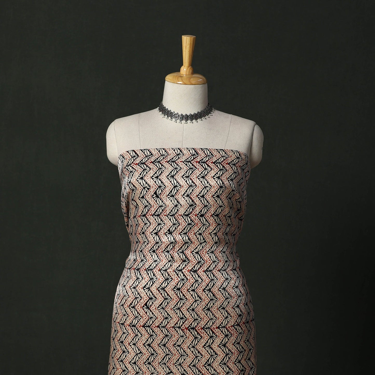 Modal silk hand block bagru print 2pc unstitched dress