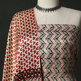 Modal silk hand block bagru print 2pc unstitched dress