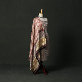 Modal silk hand block bagru print 2pc unstitched dress