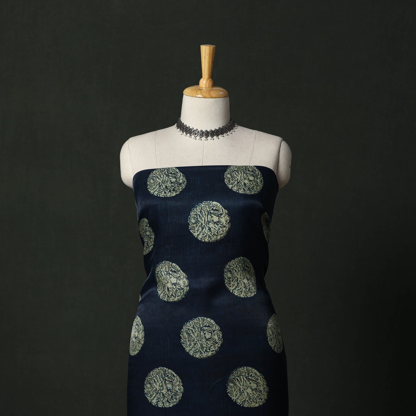 Modal silk hand block bagru print 2pc unstitched dress